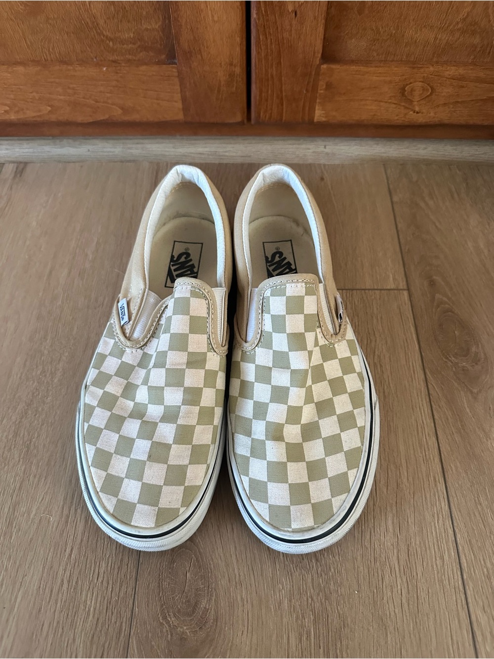 Vans Classic Slip-On Checkerboard Sneakers - Beige/White